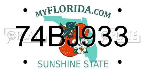 74BJ933 Florida License Plate