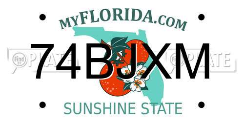 74BJXM Florida License Plate