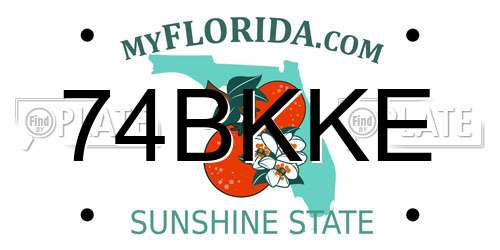 74BKKE Florida License Plate