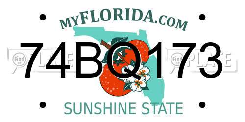 74BQ173 Florida License Plate