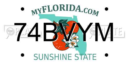 74BVYM Florida License Plate