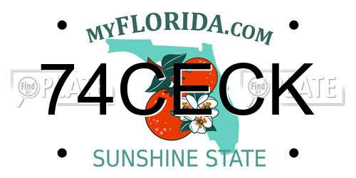 74CECK Florida License Plate
