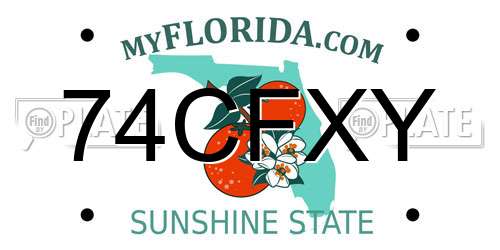 74CFXY Florida License Plate