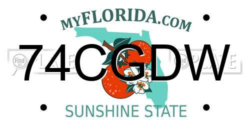 74CGDW Florida License Plate