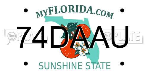 74DAAU Florida License Plate