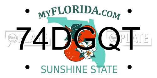 74DGQT Florida License Plate