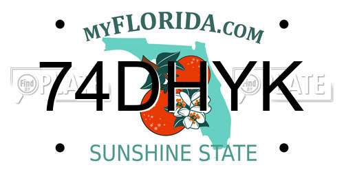 74DHYK Florida License Plate