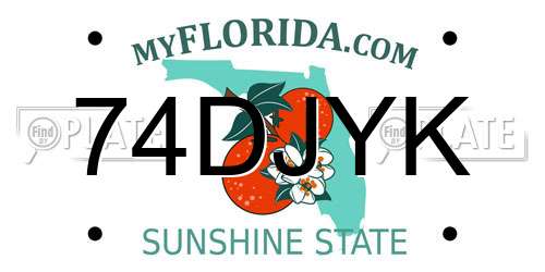 74DJYK Florida License Plate