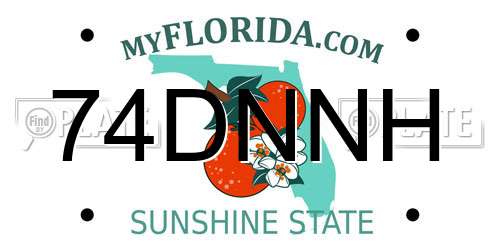 74DNNH Florida License Plate