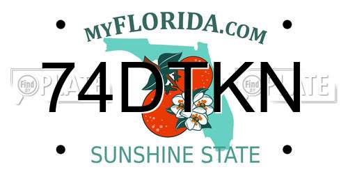 74DTKN Florida License Plate