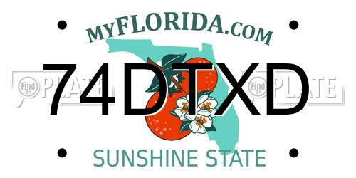 74DTXD Florida License Plate