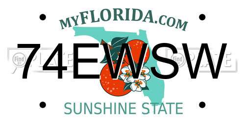 74EWSW Florida License Plate
