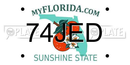 74JED Florida License Plate