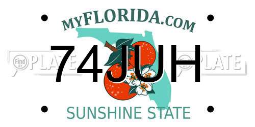 74JUH Florida License Plate