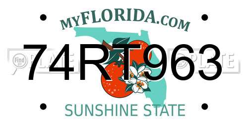 74RT963 Florida License Plate