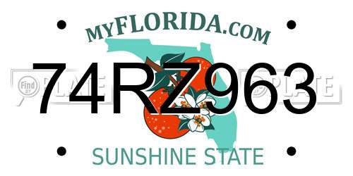 74RZ963 Florida License Plate