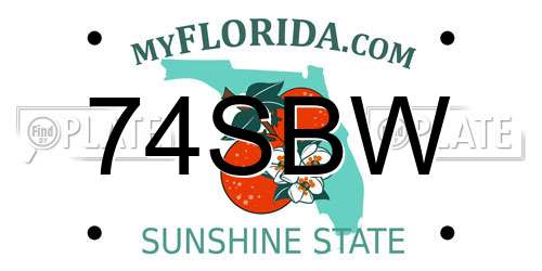 74SBW Florida License Plate