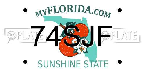74SJF Florida License Plate