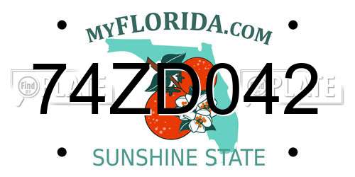 74ZD042 Florida License Plate