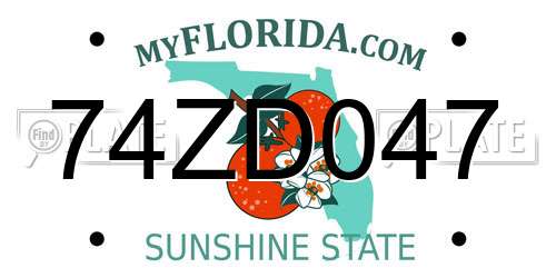 74ZD047 Florida License Plate