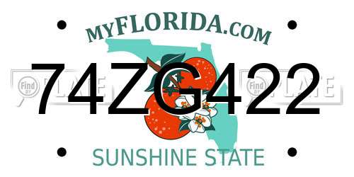 74ZG422 Florida License Plate