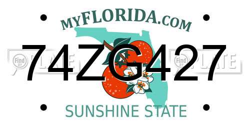 74ZG427 Florida License Plate