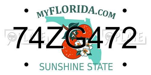 74ZG472 Florida License Plate