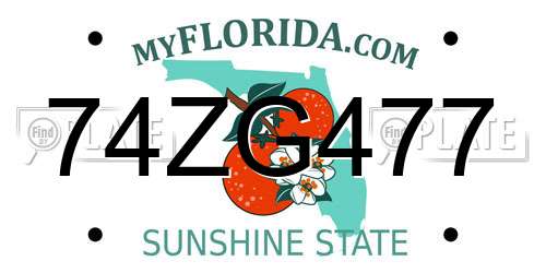 74ZG477 Florida License Plate