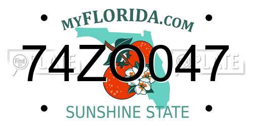 74ZO047 Florida License Plate
