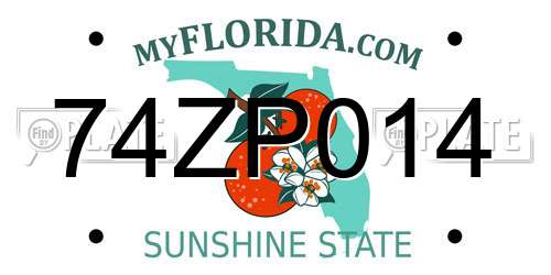 74ZP014 Florida License Plate