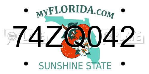 74ZQ042 Florida License Plate