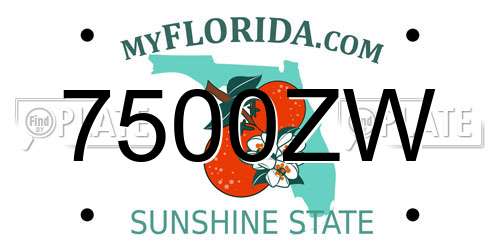 7500ZW Florida License Plate