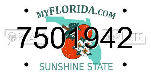 7501942 Florida License Plate