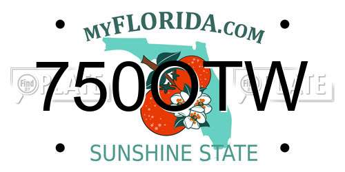 750OTW Florida License Plate