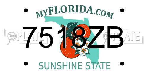 7518ZB Florida License Plate