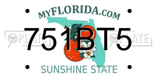 751BT5 Florida License Plate