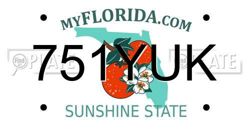 751YUK Florida License Plate