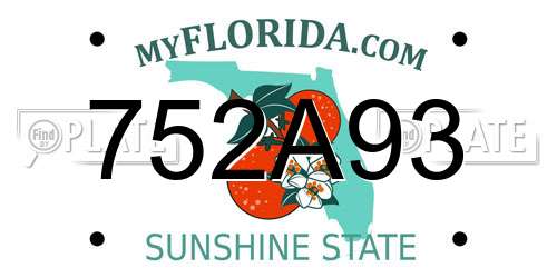 752A93 Florida License Plate