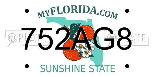 752AG8 Florida License Plate