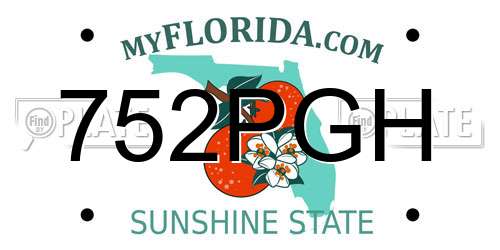752PGH Florida License Plate