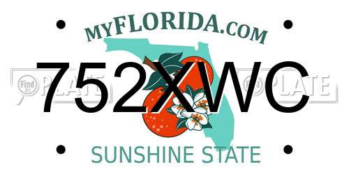 752XWC Florida License Plate