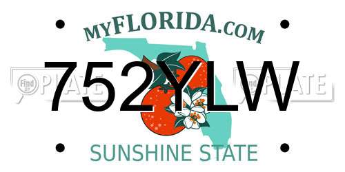 752YLW Florida License Plate