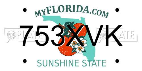 753XVK Florida License Plate