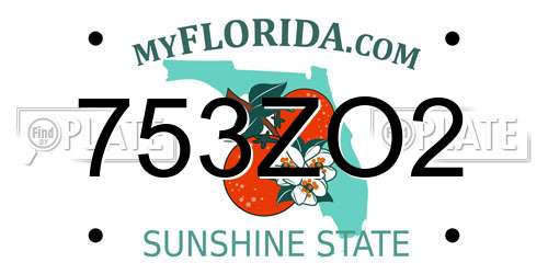 753ZO2 Florida License Plate
