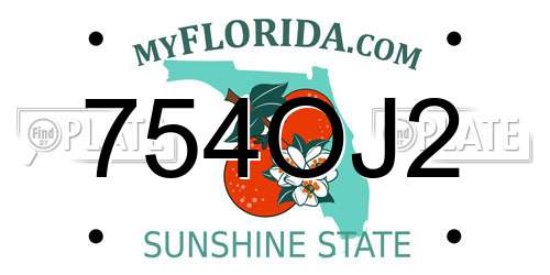 754OJ2 Florida License Plate