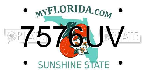 7576UV Florida License Plate