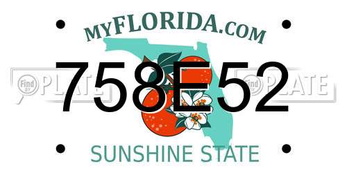 758E52 Florida License Plate