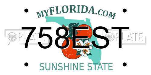 758EST Florida License Plate
