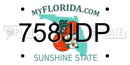 758JDP Florida License Plate