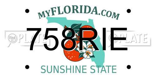 758RIE Florida License Plate